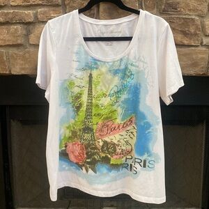 Onque Woman “Paris” themed T-shirt with sequin. Size 1X